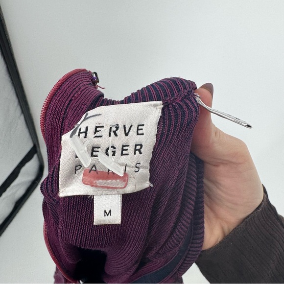 Herve Leger Paris Purple Striped Sheath long sleeve dress - Picture 8 of 11